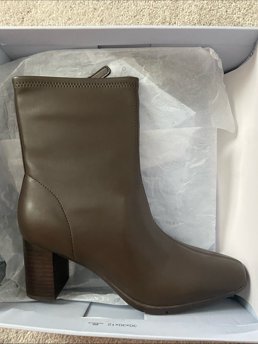 AEROSOLES Brown Leather-Look Block Heel Ankle Boots